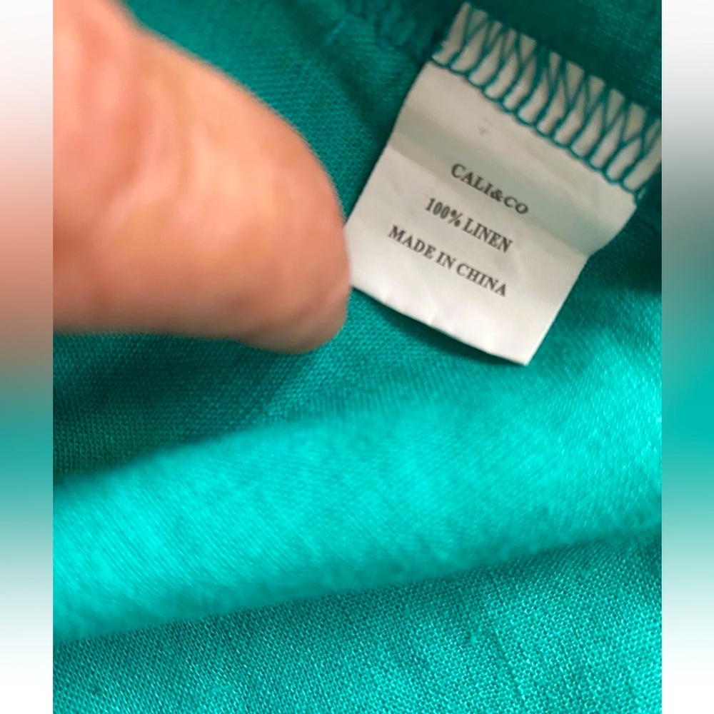 CALI & CO Label Womens 100% Linen Green A-line Blouse Top Tank Size S/M NWT R$55 - Picture 4 of 5